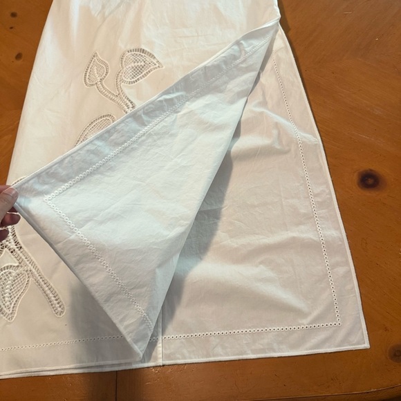 Venroy Cotton Maxi Skirt in White Sz L Floral Embroidered Side Slit Semi Sheer - Picture 6 of 15